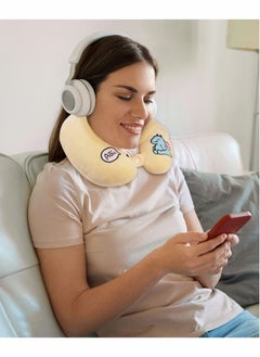 Excefore Travel Pillow U Shaped with Sleeping Eye Cover (Yellow)  - Image 2