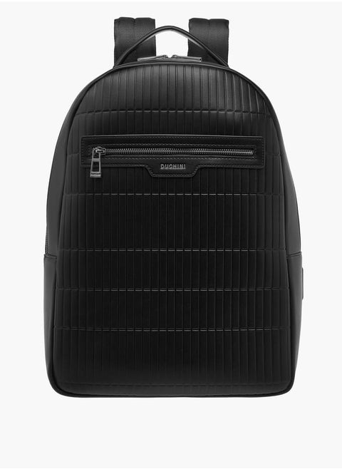 Men Textured Backpack with Adjustable Straps and Zip Closure