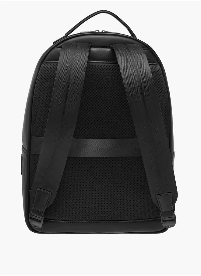 دوتشيني Men Textured Backpack with Adjustable Straps and Zip Closure