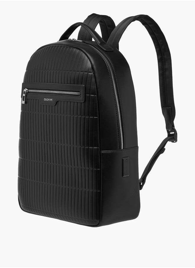 DUCHINI Men Textured Backpack with Adjustable Straps and Zip Closure  - Image 2