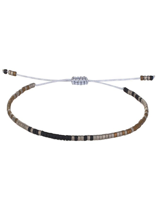 KELITCH New Friendship Bracelet Miyuki Handmade Thin Seed Beads Bracelet for Women (Brown Grey) - Image 1