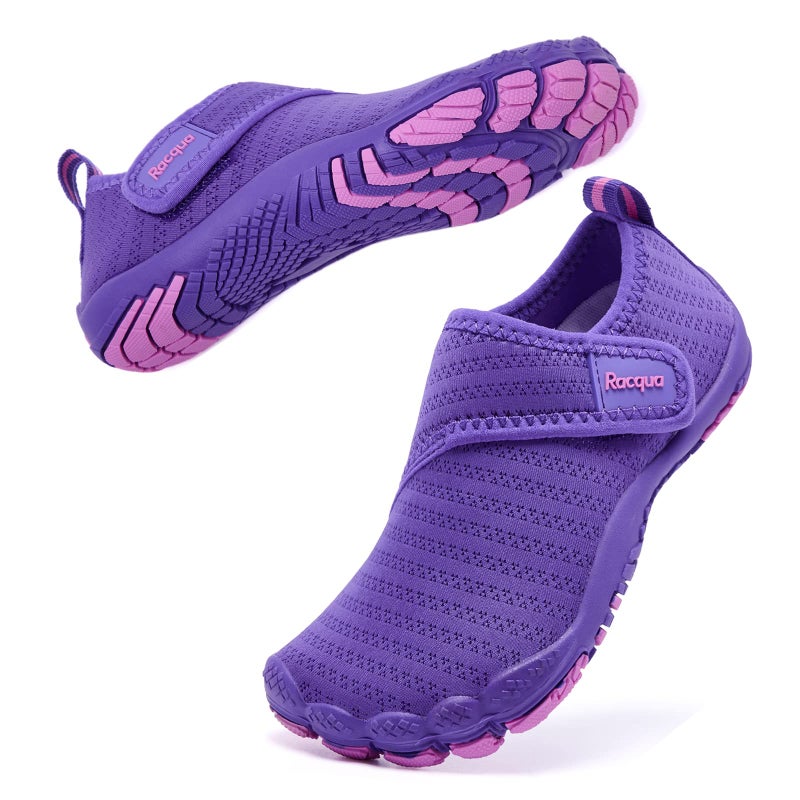 Racqua Kids Water Shoes Girls Quick Dry Lightweight Sport Beach Aqua Shoes Barefoot Outdoor Swim Pool Walking Boating Surfing Shoes Big Kid Purple 4 - Image 2