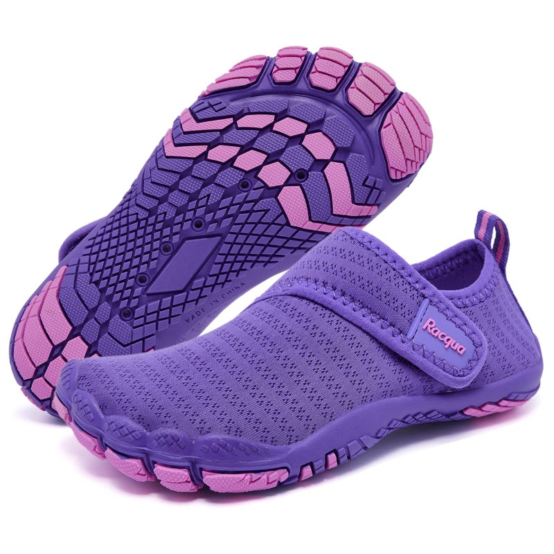 Racqua Kids Water Shoes Girls Quick Dry Lightweight Sport Beach Aqua Shoes Barefoot Outdoor Swim Pool Walking Boating Surfing Shoes Big Kid Purple 4 - Image 1