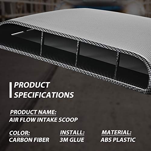 KaTur Universal Car Decorative Air Flow Intake Hood Scoop Vent Turbo Bonnet Cover Carbon Friber - Image 4