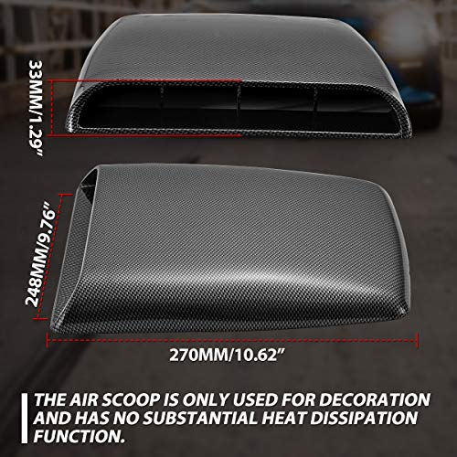 KaTur Universal Car Decorative Air Flow Intake Hood Scoop Vent Turbo Bonnet Cover Carbon Friber - Image 5