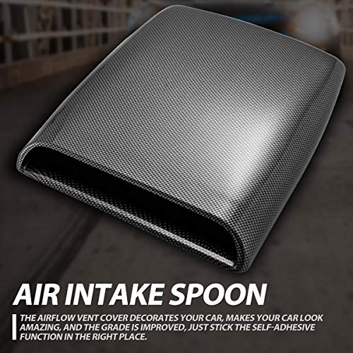 KaTur Universal Car Decorative Air Flow Intake Hood Scoop Vent Turbo Bonnet Cover Carbon Friber - Image 2