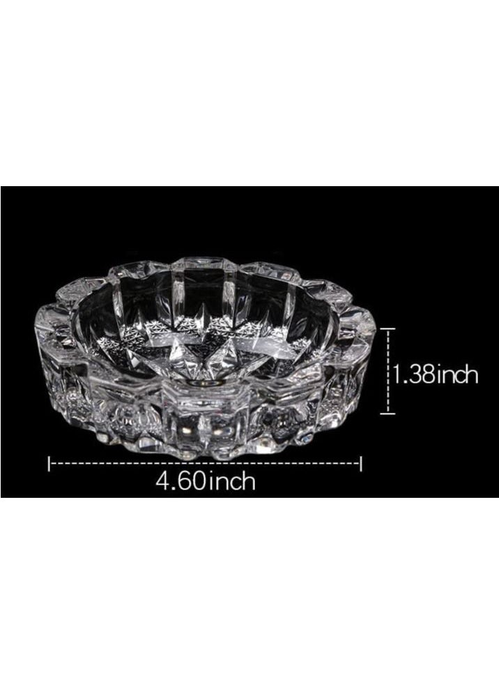 Generic Crystal Clear Glass Ashtray for Outdoor Indoor Transparent Modern Home Decor Tabletop Ash Tray for Smokers, Round 4.6 Inch Diameter  - Image 5