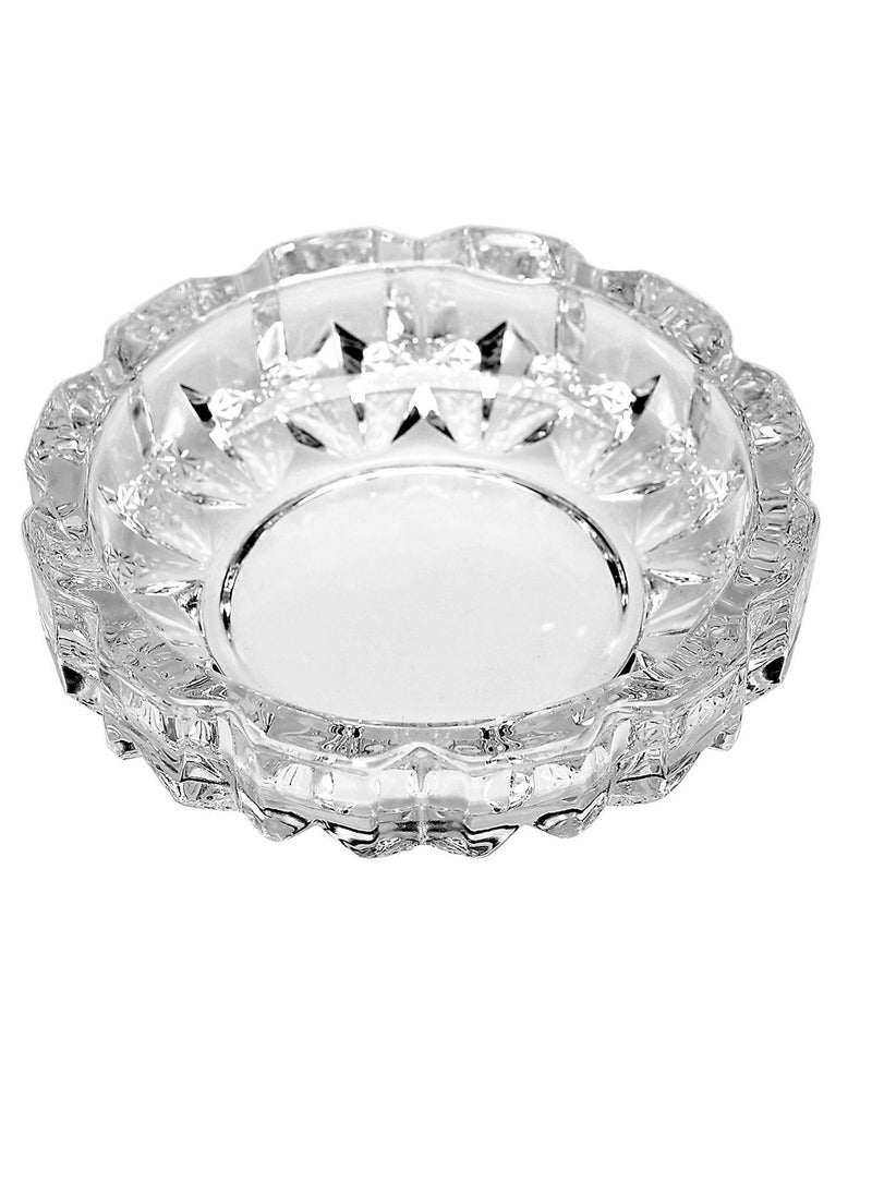 Generic Crystal Clear Glass Ashtray for Outdoor Indoor Transparent Modern Home Decor Tabletop Ash Tray for Smokers, Round 4.6 Inch Diameter  - Image 1