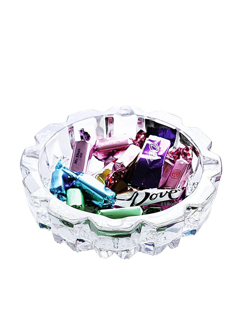 Generic Crystal Clear Glass Ashtray for Outdoor Indoor Transparent Modern Home Decor Tabletop Ash Tray for Smokers, Round 4.6 Inch Diameter  - Image 3