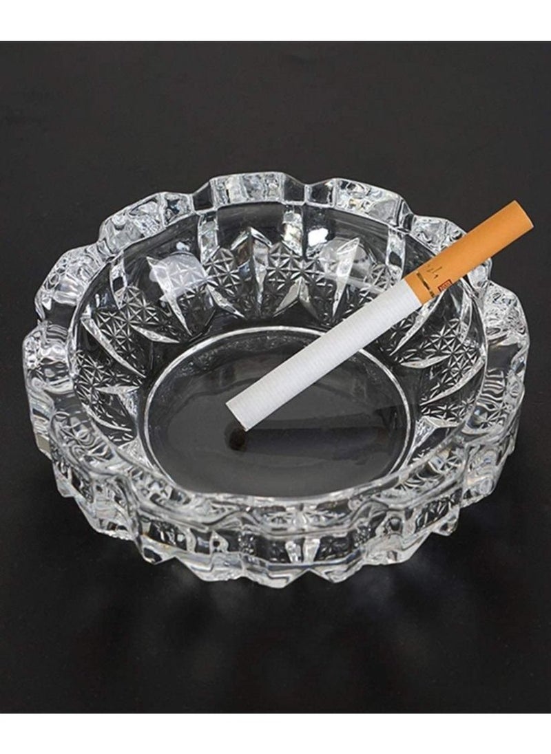 Generic Crystal Clear Glass Ashtray for Outdoor Indoor Transparent Modern Home Decor Tabletop Ash Tray for Smokers, Round 4.6 Inch Diameter  - Image 2