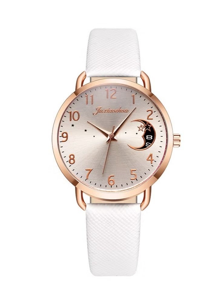 Womens Watch Gifts Set with Bracelet White for Lady Female Girls Minimalist Slim Thin Casual Dress Analog Quartz Wrist Watches - Image 2