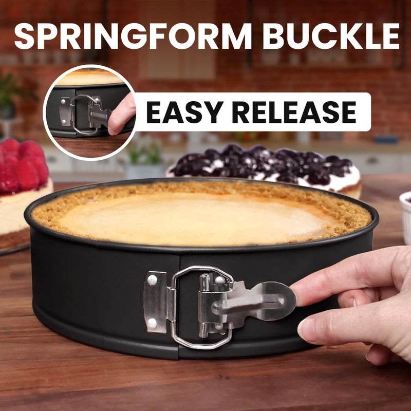 Zulay Kitchen Zulay Premium Springform Pan 9-Inch Nonstick Cheesecake Pan with Removable Bottom, Leak-Proof Design, No Need for Parchment Paper â€“ For Baking Cakes, Cheesecakes, Pies - Easy to Clean (Black) - Image 5