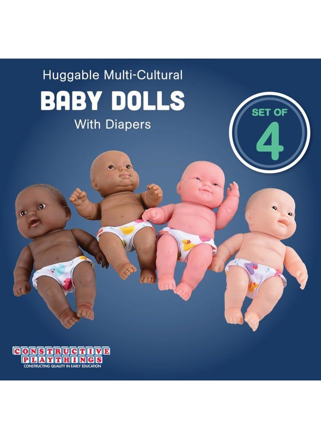 Constructive Playthings Huggable Multi-Cultural Baby Dolls for Kids, Set of 4 - Image 2