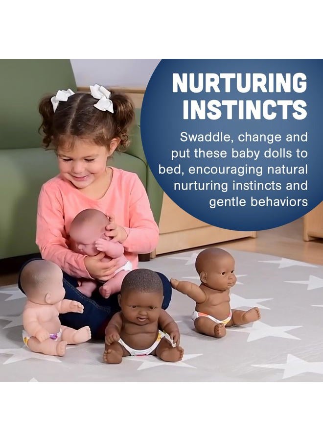 Constructive Playthings Huggable Multi-Cultural Baby Dolls for Kids, Set of 4 - Image 5