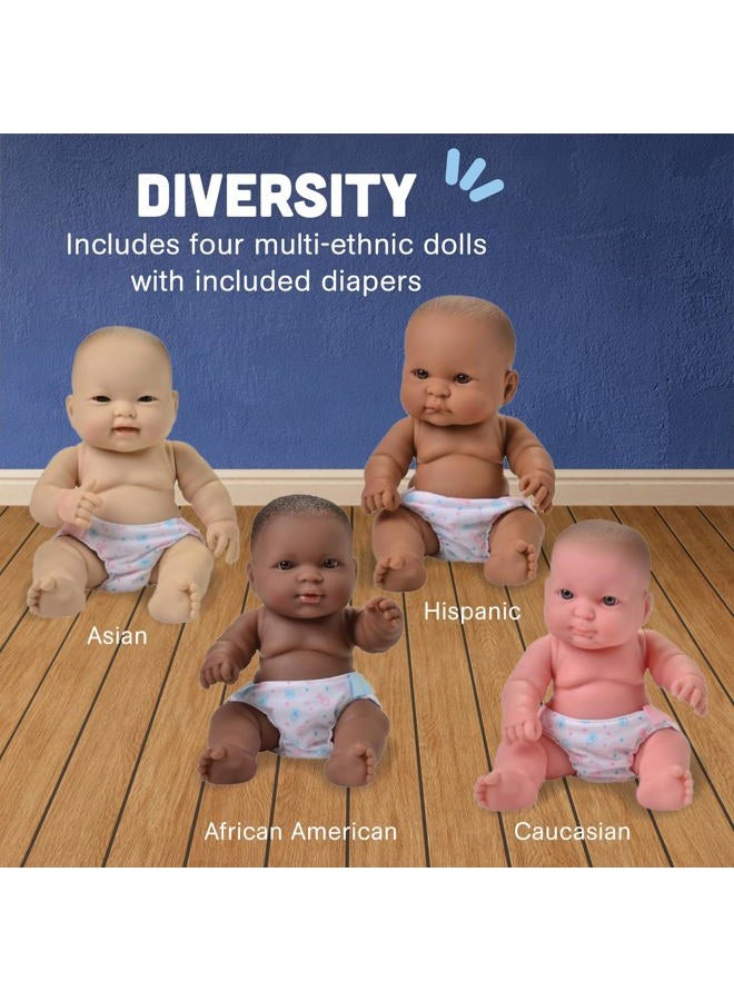 Constructive Playthings Huggable Multi-Cultural Baby Dolls for Kids, Set of 4 - Image 3