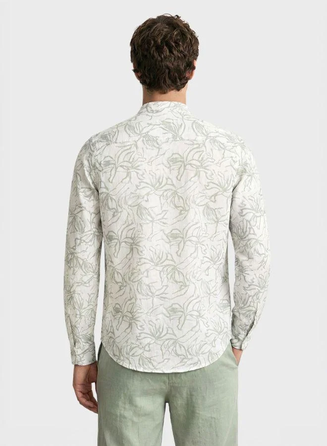 ذا انديان كراج كو قميص رجالي مطبوع بياقة دائرية وأكمام كاملة