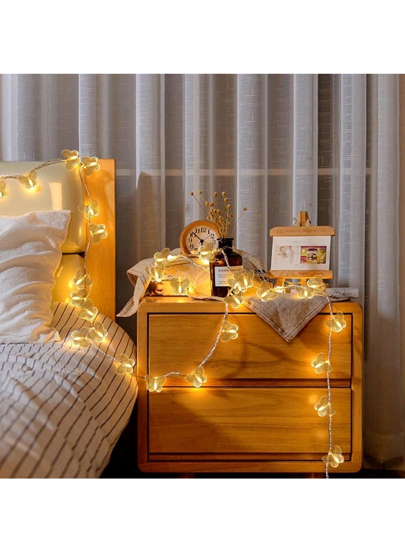 KASTWAVE LED String Lights, 3M 20LED Battery Operated String Romantic Flower Rose Fairy Light, Indoor Outdoor Decorations Large Rose Flower Diameter (1, Butterfly Fairy String Lights) - Image 4