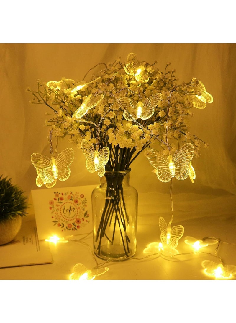 KASTWAVE LED String Lights, 3M 20LED Battery Operated String Romantic Flower Rose Fairy Light, Indoor Outdoor Decorations Large Rose Flower Diameter (1, Butterfly Fairy String Lights) - Image 5