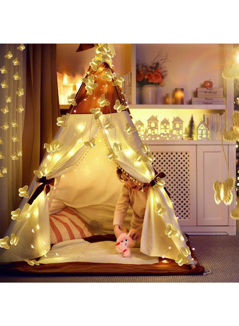 KASTWAVE LED String Lights, 3M 20LED Battery Operated String Romantic Flower Rose Fairy Light, Indoor Outdoor Decorations Large Rose Flower Diameter (1, Butterfly Fairy String Lights) - Image 2