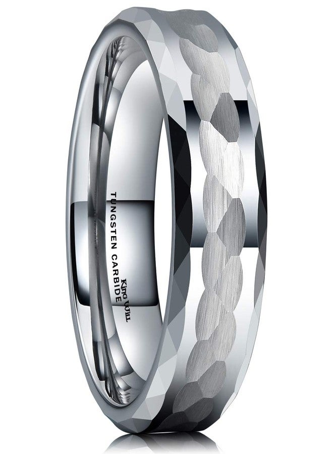 King Will HAMMER Men 8mm Tungsten Carbide Ring Multi-faceted Hammered Polished Finish Wedding Band13 - Image 1