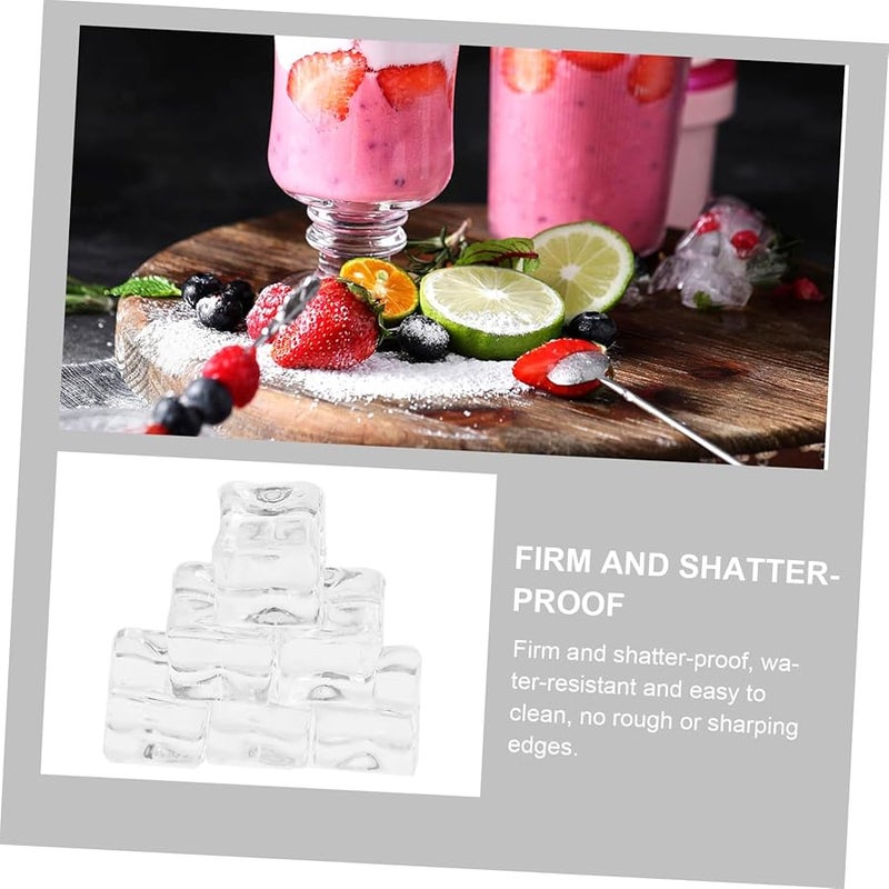 Reusable Plastic Fake Ice Cubes 200PCS Clear Crystal Props For Drinks Photography Decor - Image 4