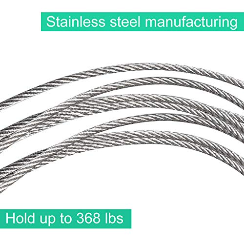 REKOBON Wire Rope, 1/16 Wire Rope, Stainless Steel 304 Wire Cable, 328FT Length Aircraft Cable with 100pcs Sleeves Stops, 7x7 Strand Core, 368 lbs Breaking Strength Perfect for Outdoor,Yard,Garden or Crafts - Image 5