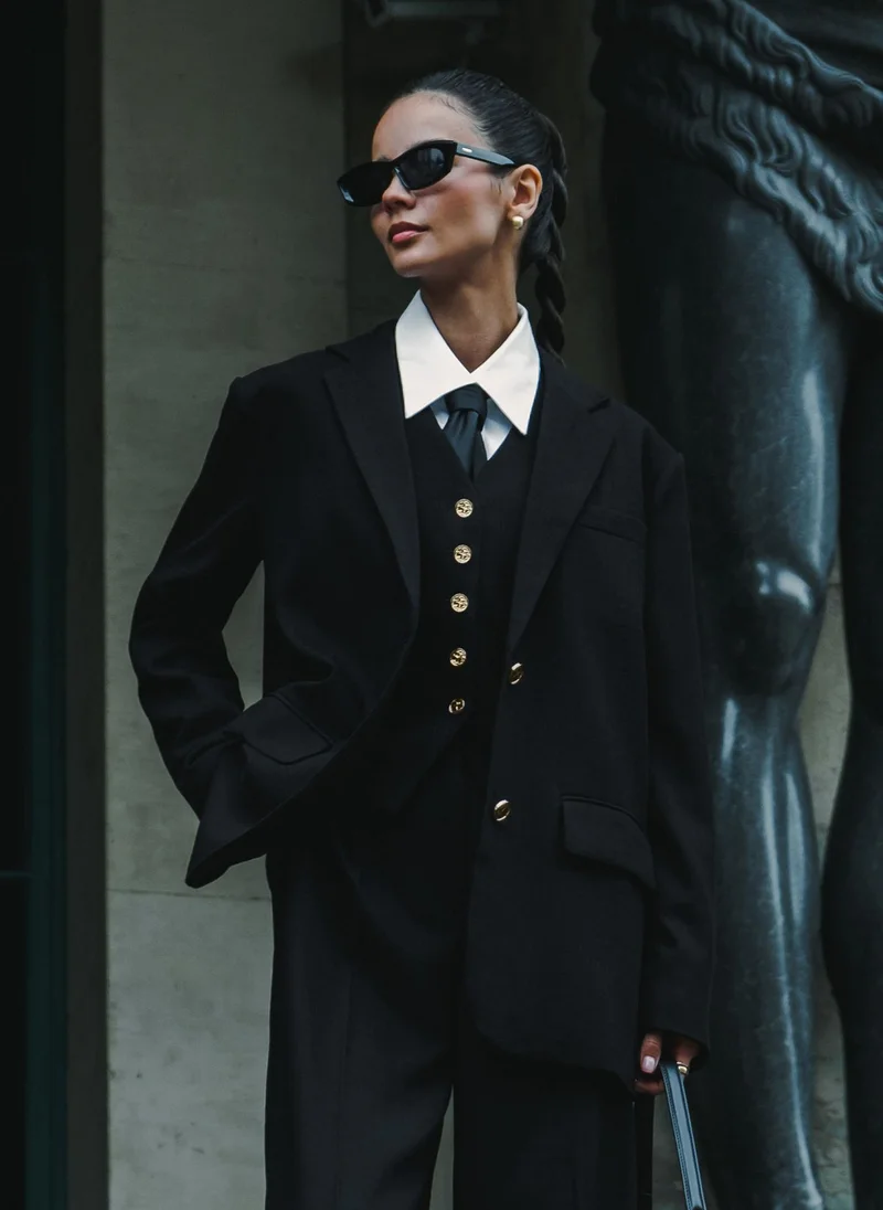 Lichi Textured single-breasted oversize blazer