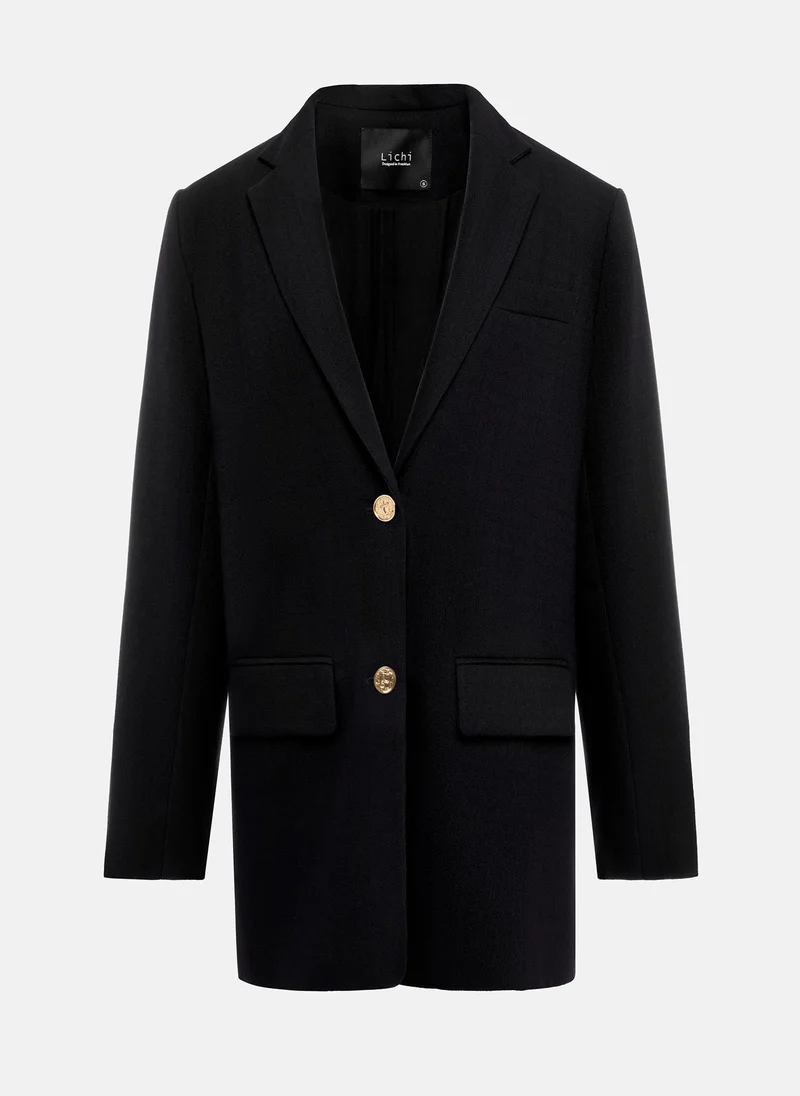 Lichi Textured single-breasted oversize blazer