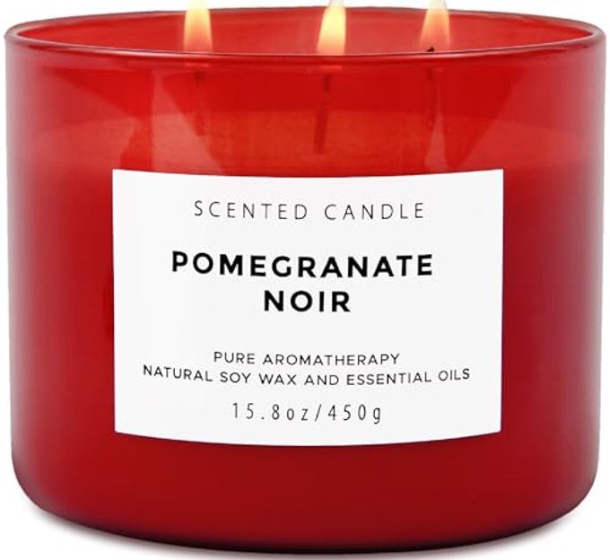 T H Pomegranate Noir Vanilla 3 Wick Candle | Highly Scented Natural Soy Candle 15.8 oz | Aromatherapy Stress Relief Candle Long Lasting & Clean Burn | Luxury Relaxing Gift for Home, Women & Men - Image 4