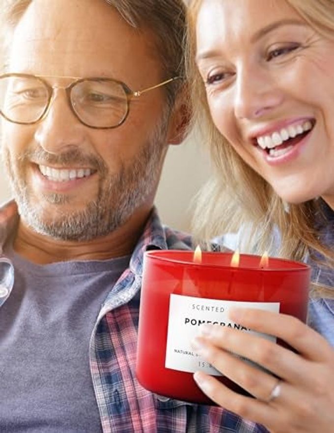 T H Pomegranate Noir Vanilla 3 Wick Candle | Highly Scented Natural Soy Candle 15.8 oz | Aromatherapy Stress Relief Candle Long Lasting & Clean Burn | Luxury Relaxing Gift for Home, Women & Men - Image 3