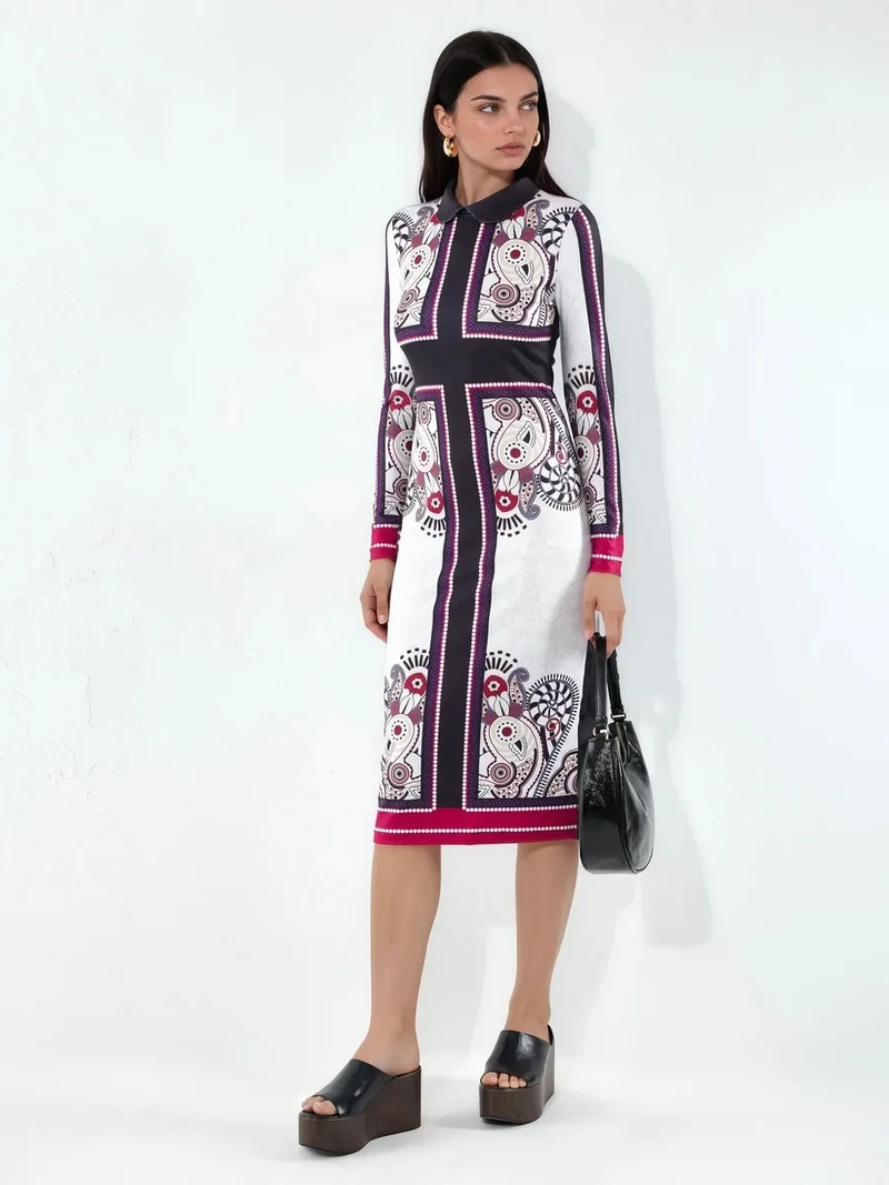 Jennyfer Printed Bodycon Midi Dress