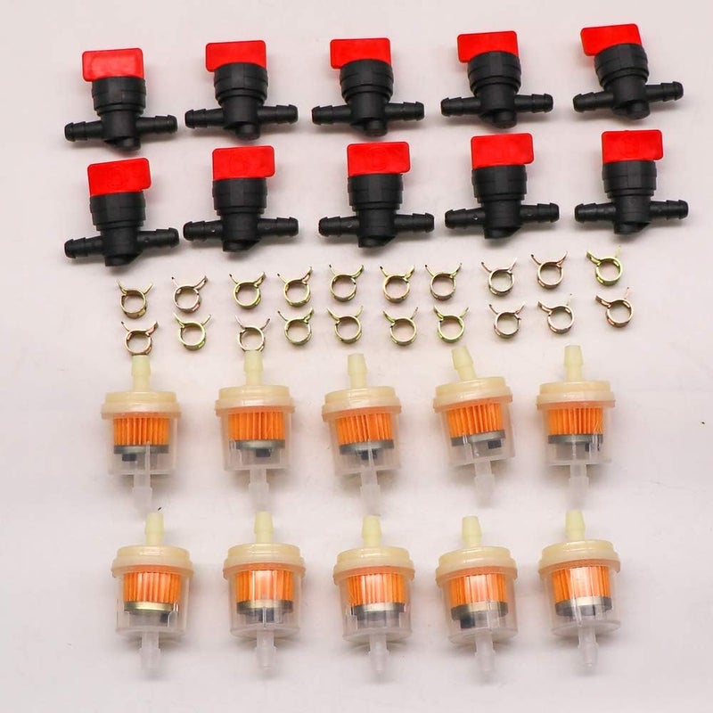 kipa 1/4" In Line Fuel Gas Filter Shut Cut Off Valve Clamp For 494768 697947 698183 John Deere AM36141 AM107340 49019-7001 lawn mower Pack-10 - Image 2