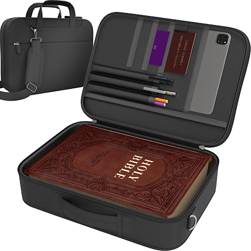 DEHITE Bible Case for Men Bible Cover for Men and Women Grey Extra Large Size Bag Fits Books 112 x 84 x 18 in Pen Slots Zippered Pocket Shoulder Strap Premium Fabric Christian Gift - Image 1