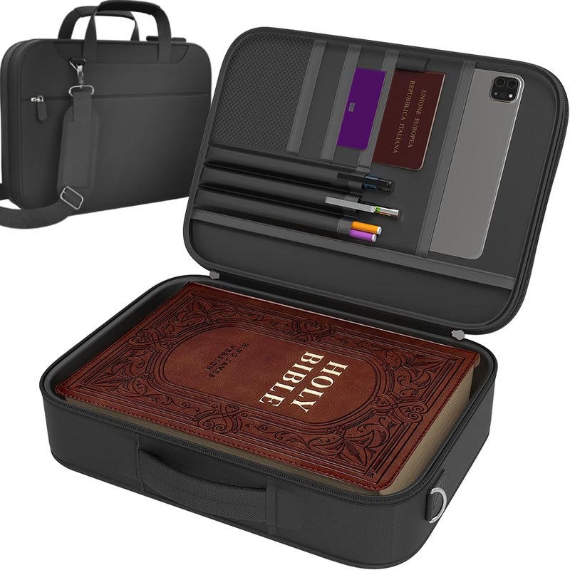 DEHITE Bible Case for Men Bible Cover for Men and Women Grey Extra Large Size Bag Fits Books 112 x 84 x 18 in Pen Slots Zippered Pocket Shoulder Strap Premium Fabric Christian Gift - Image 2