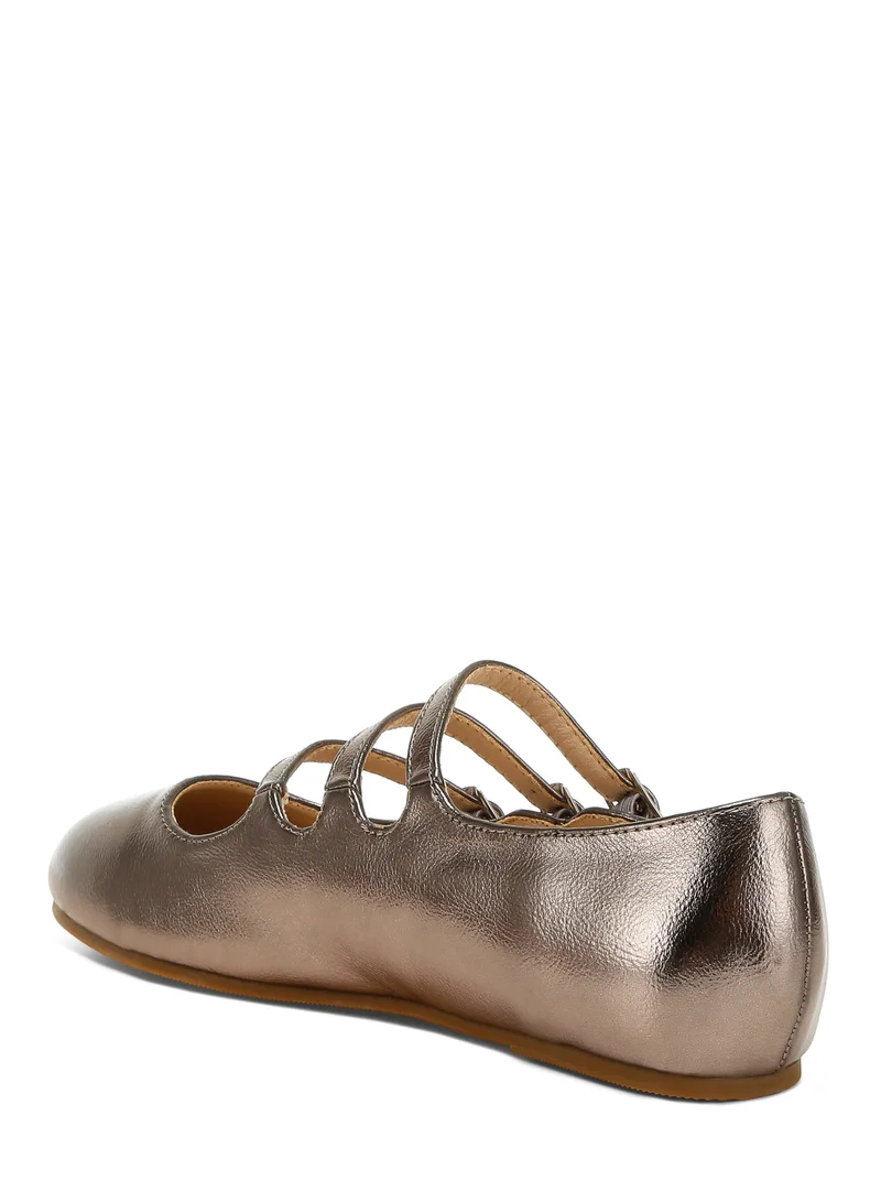 London Rag Triple Strap Mary Jane Sandals in Pewter
