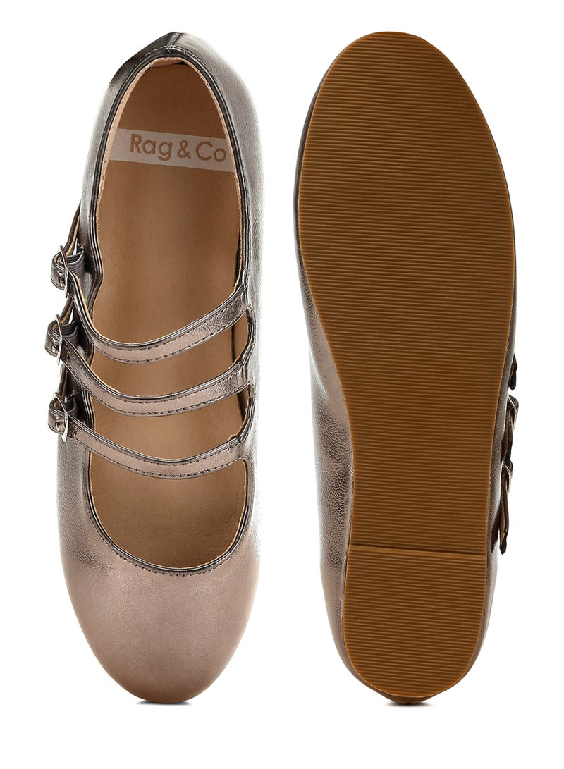 لندن راج صندل ماري جين بثلاثة أحزمة باللون القصديري - Image 4