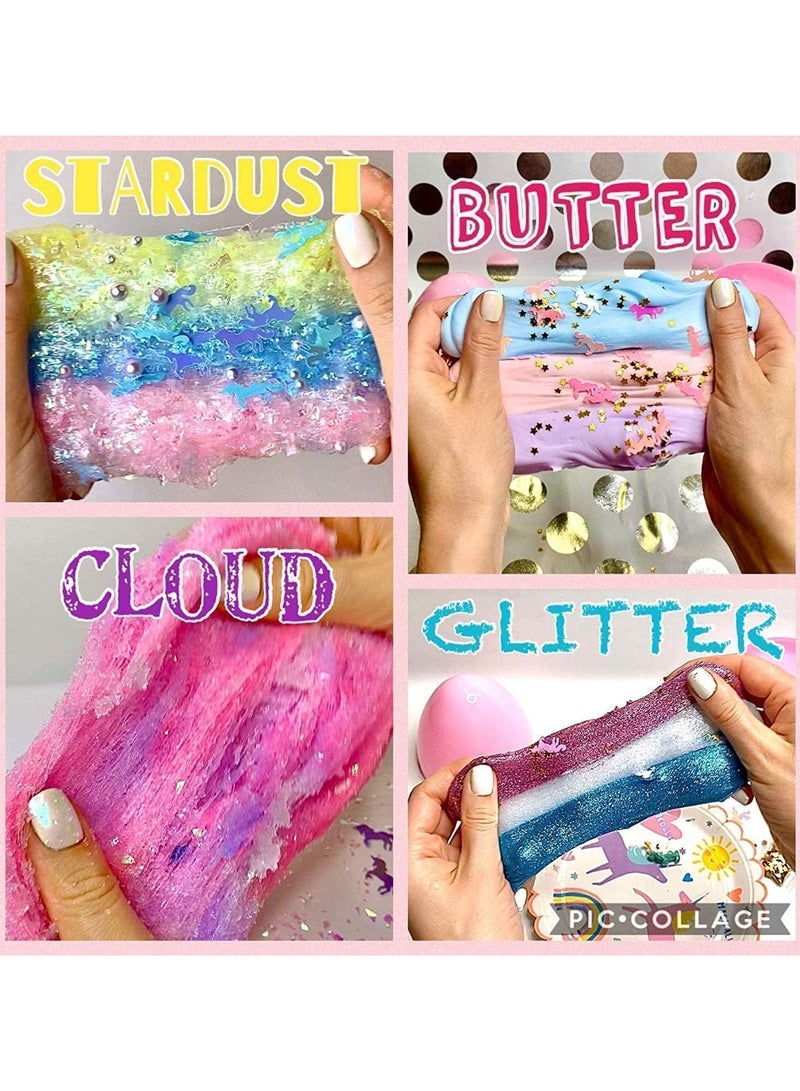 FLYHSO Slime Making Kit for Girls Boys - Diy Slime Toys Gifts for Kids Fluffy Cloud Foam Squish Glitter Slime Making Kits with with Unicorn Charms Slime Kits for Girls and Boys 6 year+ - Image 4