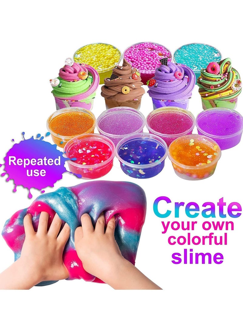 FLYHSO Slime Making Kit for Girls Boys - Diy Slime Toys Gifts for Kids Fluffy Cloud Foam Squish Glitter Slime Making Kits with with Unicorn Charms Slime Kits for Girls and Boys 6 year+ - Image 2