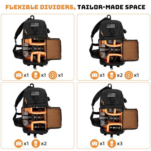 Vogano Camera Sling Bag for Photographers - Waterproof Single-Shoulder Camera Case with Adjustable Dividers, Rain Cover & Side Tripod Pocket - Image 4