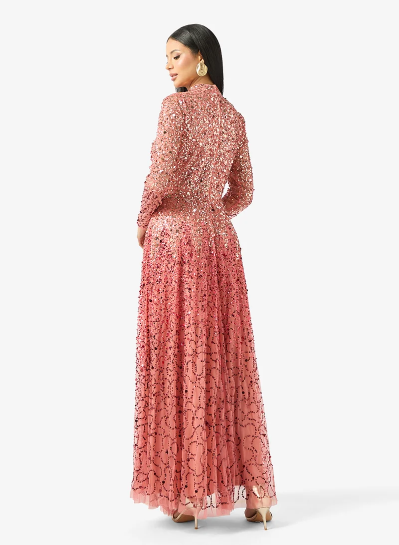 Maya Embellished Long Sleeve Maxi Dress