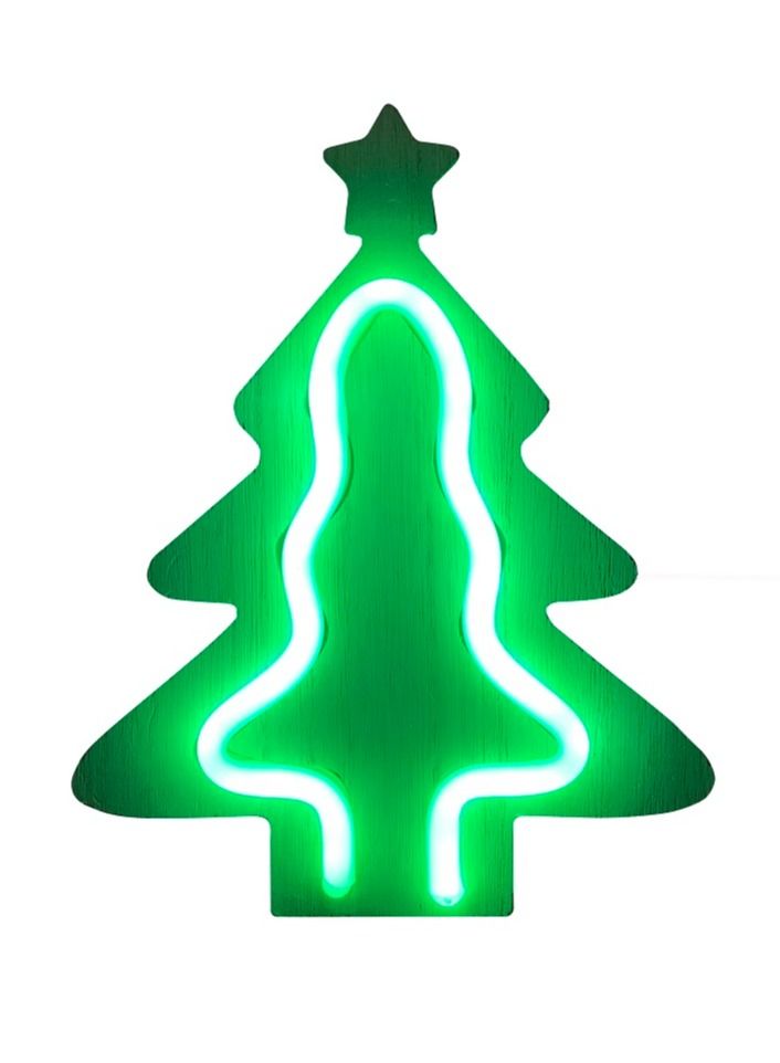 Salla Wooden Neon Festive Tree Light 21x17cm - Image 1