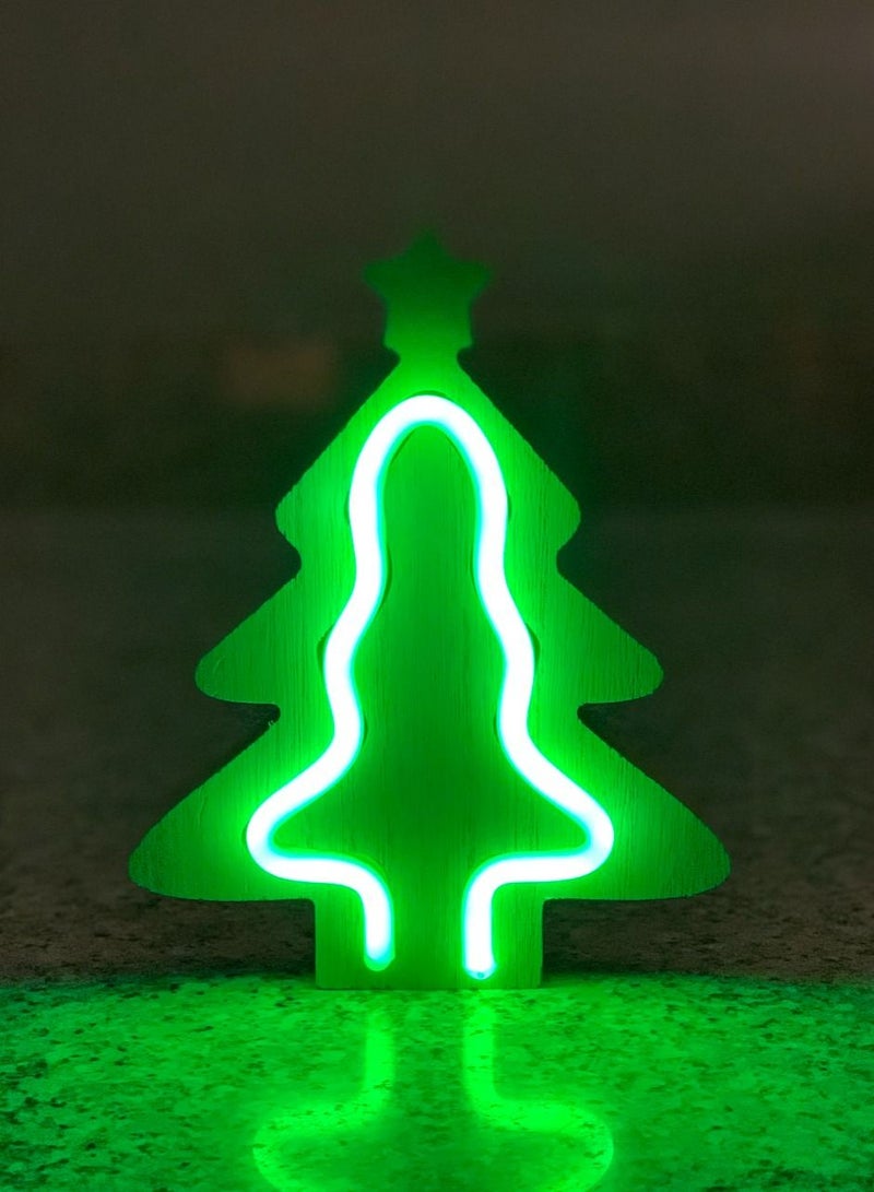 Salla Wooden Neon Festive Tree Light 21x17cm - Image 2