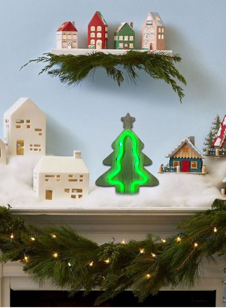 Salla Wooden Neon Festive Tree Light 21x17cm - Image 4
