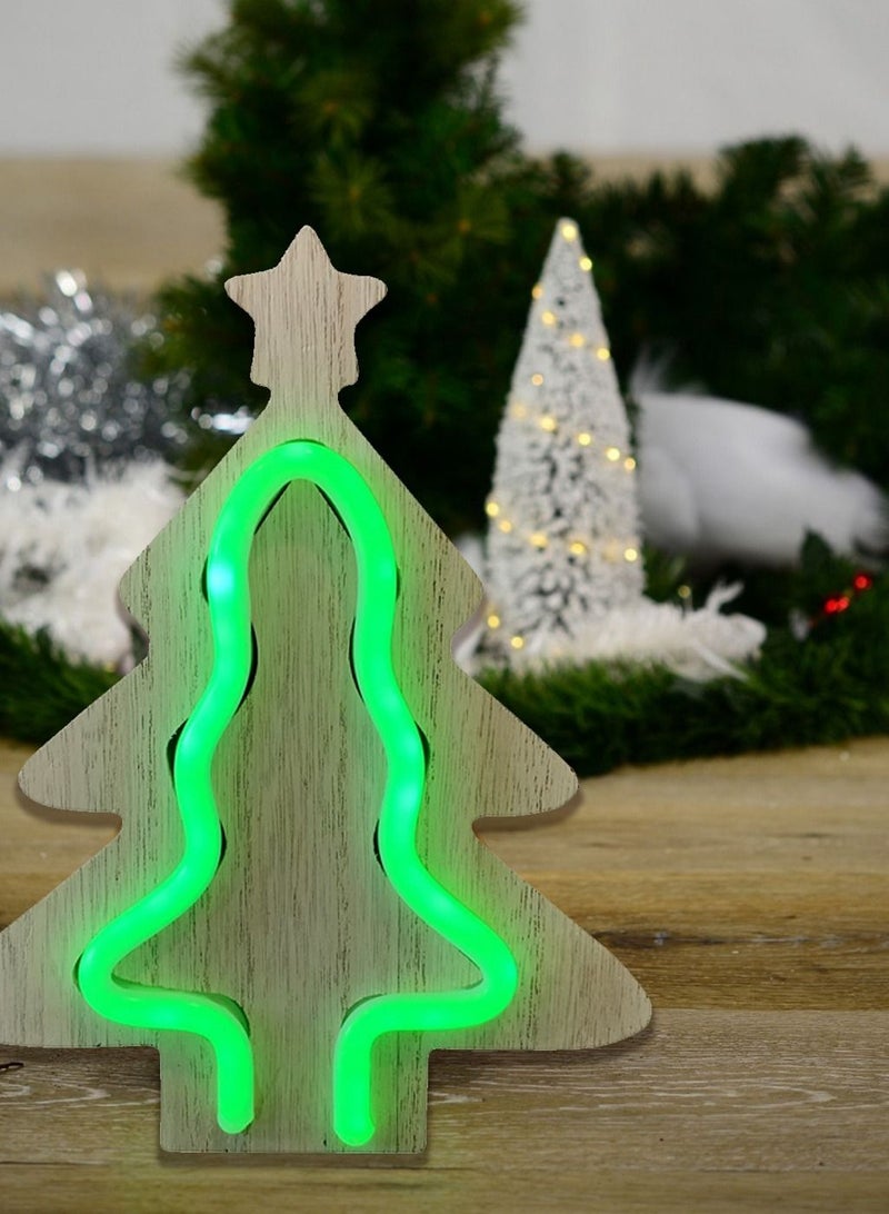 Salla Wooden Neon Festive Tree Light 21x17cm - Image 3