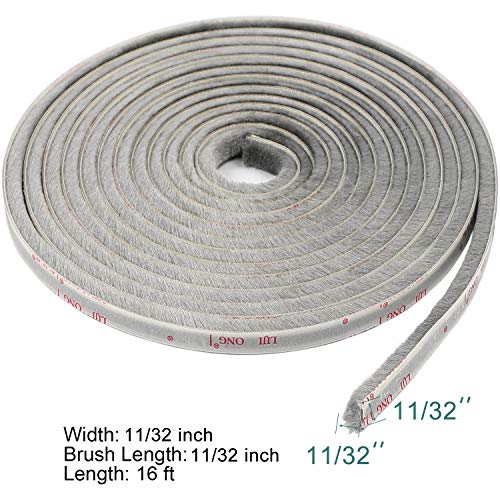 TORRAMI Felt Weather Stripping Seal Tape 11/32 inch x 11/32 inch x 16 ft, Self Adhesive Door Brush Seal Strip with New Package Neat Pile Keep Draft Out Warm in Winter, Grey - Image 2