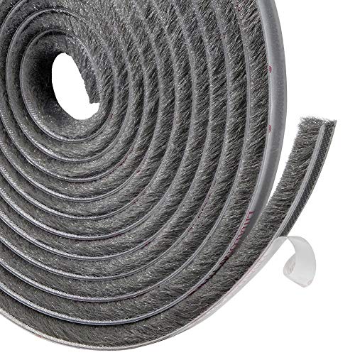 TORRAMI Felt Weather Stripping Seal Tape 11/32 inch x 11/32 inch x 16 ft, Self Adhesive Door Brush Seal Strip with New Package Neat Pile Keep Draft Out Warm in Winter, Grey - Image 1