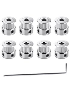 8Pcs GT2 Pulley 20 Teeth 5mm Bore Timing Pulley Wheel for 6mm Width 3D Printer Belt, Aluminum 3D Printer Timing Belt Pulley Wheel with Ball-end Hex Wrench