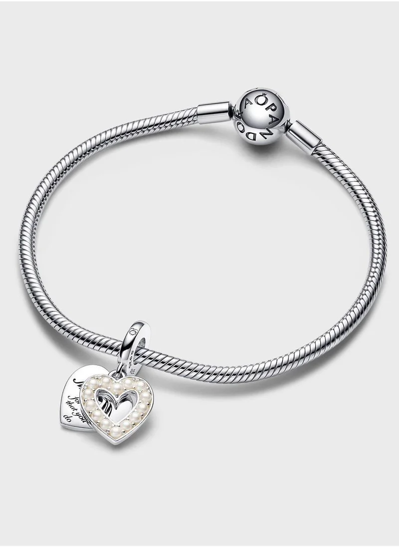 PANDORA Mum Heart Sterling Silver Double Charm Bracelet