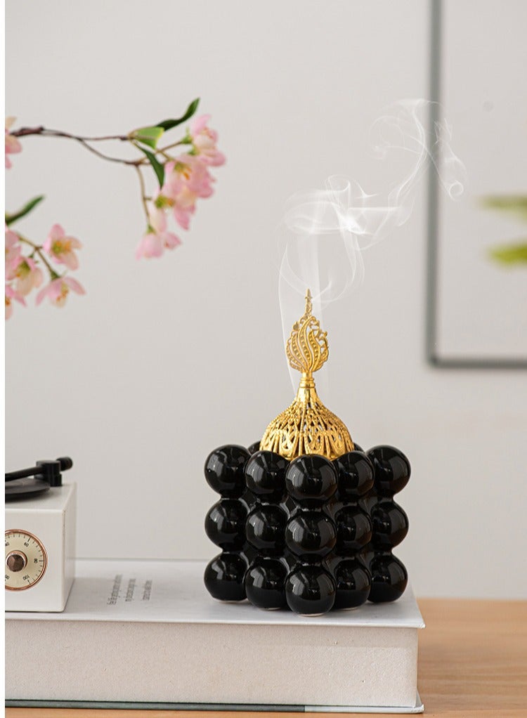 Incense burner holder, home atmosphere decoration, cube style design,Artistic Bukhoor Incense Holders,Black  - Image 1