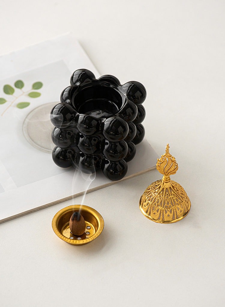 Incense burner holder, home atmosphere decoration, cube style design,Artistic Bukhoor Incense Holders,Black  - Image 4